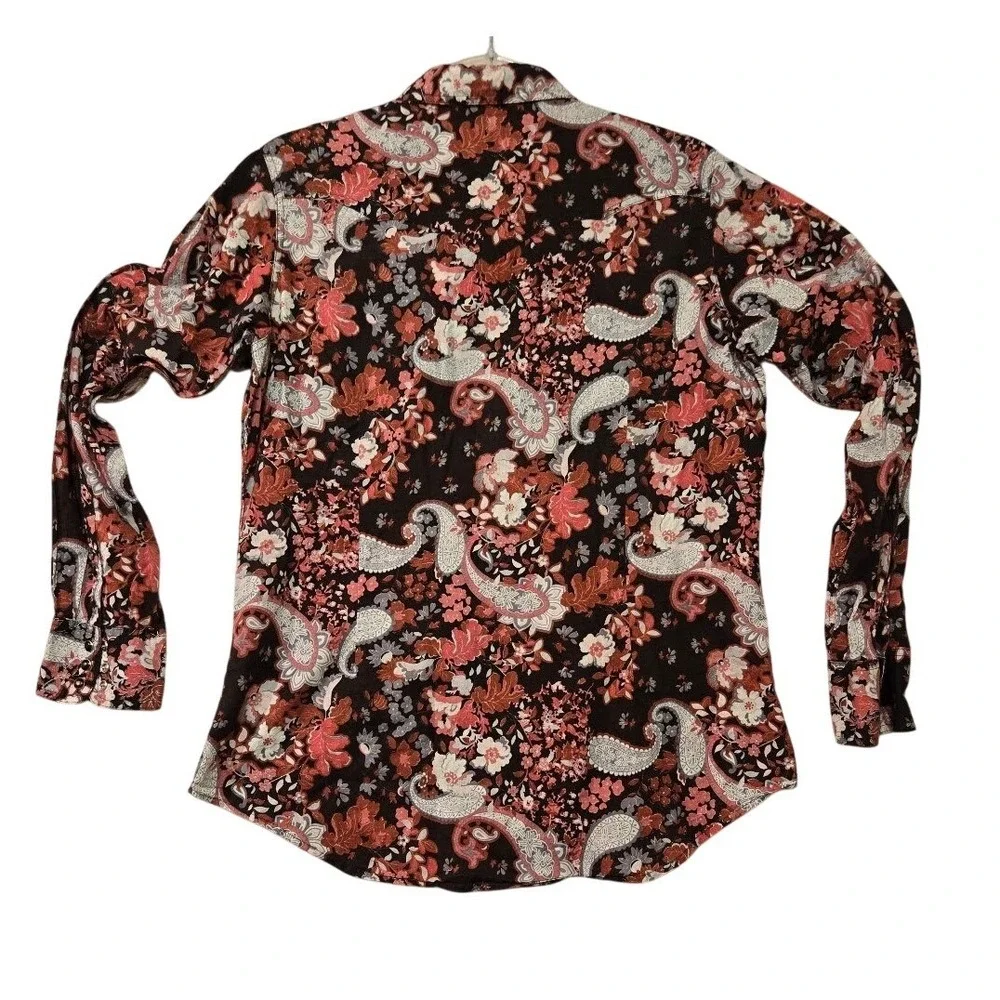 Ariat Womens Paisley Floral Snap Front Shirt Cotton Western Casual Large - Picture 6 of 9